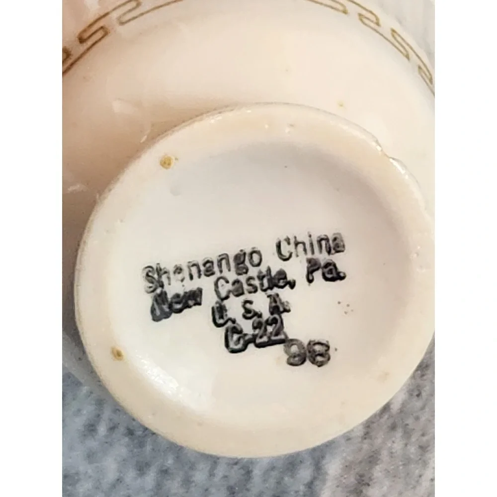 Shenango China Creamer Pitcher Cream Gold Greek Key Vintage C-22